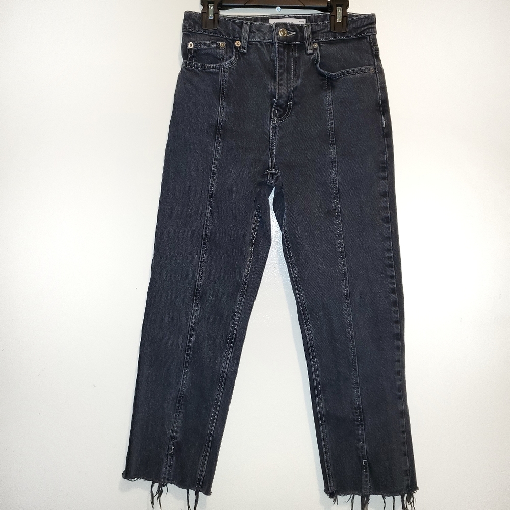 Topshop High Waist Split Hem Crop Jeans 25Wx22L